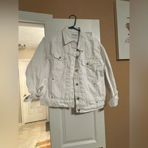 Old Navy, white jean jacket, size L